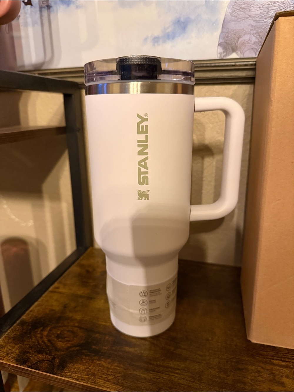 Stanley 40oz FlipTop White Insulated Travel Mug with Handle and Clear Lid